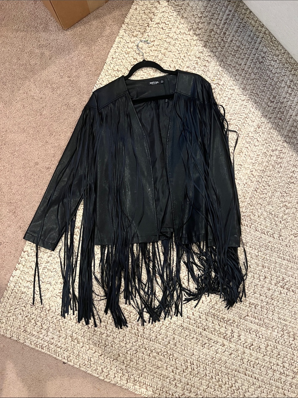 Mossimo Supply Co. Black Faux Leather Fringe Jacket